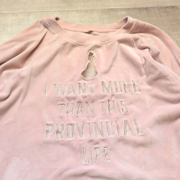 Disney Beauty and the Beast Belle Velour Pullover for Women L Pink Peach - Picture 2 of 7